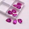 3 # Pedra Solta de Turmalina Cor de Rubi Vermelho-Rosa em Formato de Gota d'Água, Face de Anel em Formato de Pera, Anel com Pedra Vermelho-Rosa, Pingente, Pedra Solta para Brinco
