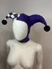 Touca elástica de palhaço estilo europeu e americano, chapéu pontudo com pompons, fantasia de palhaço para bailes de máscaras, fantasia de Halloween, atacado