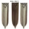 Set de Siete Piezas de Extensiones de Cabello Clip-In Europeas y Americanas para Mujeres, 16 Piezas de Cabello Clip-In, Cabello Largo Liso de Seda de Alta Temperatura, Set de 7 Piezas de Extensiones de Cabello
