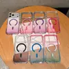 En Stock, Adecuado para Apple Ip17Promax Segunda Generación, Funda de Teléfono Magnética Transparente de Color Gradiente con Correa de Mano