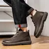 Nuevos Zapatos Casuales para Hombre Primavera y Otoño 2026, Zapatos Casuales de Cuero Antideslizantes de Caña Alta Estilo Británico, Zapatos de Moda Tendencia para Hombre