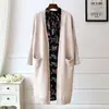 Suéter de exportación japonés y coreano de longitud media para mujer, prenda de abrigo de primavera y otoño, nuevo, color liso, versátil, elegante, simple, cárdigan de punto para mujer
