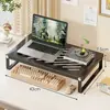 Suporte para laptop, organizador de teclado de mesa multifuncional, prateleira de armazenamento em níveis para itens pequenos, organizador de mesa para estações de trabalho de escritório