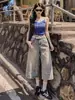 Shorts de mezclilla para mujer estilo retro americano verano 2026 nuevos de cintura alta holgados de pierna ancha hasta la rodilla de 7 puntos