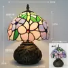Nueva Lámpara de Mesa Tiffany Estilo Retro Americano Sala de Estar Estudio Lámparas Artesanales de Vidrio de Colores Pantalla de Lámpara Lámpara de Mesa Americana