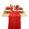 Caminho de mesa bali vermelho de Ano Novo, mesa de sobremesas para festa de casamento, toalha de mesa longa torcida, decoração com atmosfera de Natal