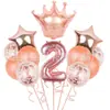 Set de Globos Digitales de Corona Transfronterizos en Varias Formas para Decoración Temática de Fiesta de Primer Cumpleaños Infantil Globos de Papel de Aluminio