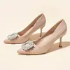 Zapatos de tacón alto estilo francés para mujer, nuevo modelo primavera-verano 2026, cómodos zapatos de trabajo profesionales de punta fina, zapatos individuales versátiles con pedrería