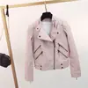Estación Europea 2023 Primavera y Otoño Ropa de Cuero Chaqueta de Mujer Ropa de Cuero Cuero PU Motocicleta Corta Ajustada Chaqueta Pequeña