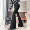 Calça Pantalona Leve para Mulheres Petite Nova Coleção Primavera 2026 Preta Cintura Alta Slim Fit Elástica Casual para Terno