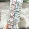Pinza para el pelo de niña estilo coreano rosa azul con lazo de encaje, pedrería, frijol de caramelo, clip para flequillo dulce, accesorio para el pelo
