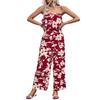Bai Fen Zhi YiAmazon Verão 2023 Novo Cruzamento Fronteira Roupas Femininas Estilo Europeu e Americano Estampado Apertado Macacão Vermelho