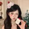 Pinza para el Cabello de Pastel de Cereza Lindo de Año Nuevo, Pinza para Flequillo de Chica Estilo Coreano, Accesorio para el Cabello Atmosférico para Fotos de Cumpleaños, Adorno para la Cabeza de Navidad
