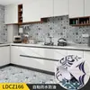 Renovação de cozinha autoadesivo impermeável papel de parede de banheiro adesivos de vaso sanitário à prova de óleo azulejos resistente a altas temperaturas papel de parede mosaico