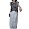 25337 Big Aimei Yiyuan Verano 2025 Nuevo Estilo Francés Retro Top sin Mangas Estampado Pantalones Casuales de Pierna Ancha para Mujer