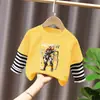 Moda Estilo Coreano Camiseta de Manga Longa para Meninos Outono Inicial Nova Estampa de Desenho Animado Crianças Bebê Algodão Puro Camada Interna Camada Base T Tendência