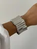 Pulseira Europeia e Americana Transfronteiriça Moda Multifacetada Curva Lisa Dourada Aberta Ajustável Desalinhada Irregular