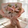 Buquê de Tulipas de Tricô para o Dia dos Namorados Chinês, Rosas de Lã de Tricô Transfronteiriças, Flores Artificiais de Tricô, Presente de Aniversário de Formatura