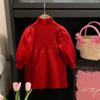 Vestido de Otoño para Niña 2023 Nuevo Vestido Elegante Popular en Internet Vestido de Princesa para Bebé Vestido de Lana Tejido para Niña