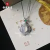 Pingente de Calcedônia Verde Jade Tipo Gelo com Inlay de Cobre Banhado a Prata 925, Pingente de Colar Ágata Roxa Completa Rosa Gelo Face de Ovo de Pombo