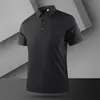 Camisa Polo de Hielo Sin Costuras de Alta Calidad Nueva de Verano Manga Corta para Hombre Negocios Solapa Casual Versátil Camiseta para Hombre