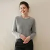 Suéter 100% cachemira pura para mujer, engrosado, cuello redondo, nueva camiseta básica de punto para otoño e invierno, suéter pullover suave y amigable con la piel