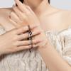 Pulsera de pareja de plata esterlina 925 con hebilla de anillo, lujo ligero, para combinar con todo, pulsera de obsidiana, anillo de Möbius, pulsera de calcedonia