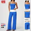 Conjunto de yoga transfronterizo para mujer con almohadillas en el pecho, tirantes finos, colores contrastantes, cintura alta, secado rápido, ropa deportiva de fitness para yoga 9666