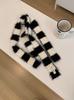 Outono e inverno formato côncavo versão estreita preto e branco cor combinando fino longo pelúcia cachecol feminino estilo milênio imitação pele de vison cachecol decorativo