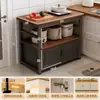 Estantería de Piso para Cocina con Cesta para Verduras, Mesa de Corte Pequeña Negra para Apartamento, Gabinete de Extensión, Estantería para Microondas, Gabinete