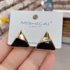 Brincos Triangulares de Resina Geométricos Exquisitos, Design Estilo Coreano, Brincos Elegantes e da Moda, Brincos Simples de Celebridade da Internet