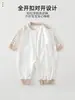 Macacão novo para bebê para primavera e outono, macacão xadrez patchwork 100% algodão com zíper frontal, roupa para passeio de recém-nascido