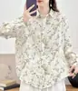 Camisa de Lino Floral Color Macarrón Estilo Nuevo Primavera y Otoño, Blusa Delgada Estampada Holgada y Versátil para Mujer, Al por Mayor