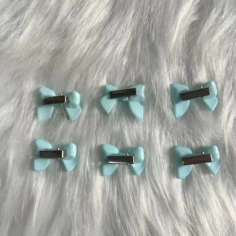 马卡龙彩色蝴蝶结直孔通孔diy