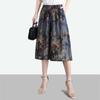 Calça Saia de Bolso de Verão para Mães de Meia-Idade e Idosas, Estampa Floral, Cintura Elástica, Calça Wide Leg de Cintura Alta, Peça Única no Atacado, Emagrecedora e Casual