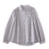 Camisa de cuello pequeño con volantes y diseño de hongo para mujer, estilo otoñal, elegante, combinable y dulce.
