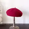 Boina de Lana Versátil y de Moda para Mujer, Sombrero Vintage de Artista de Color Sólido para Invierno, Sombrero de Calabaza Estilo Artístico, Sombrero de Azafata, Moderno