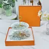Prato de Frutas de Porcelana Fina Dupla Camada com Estampa de Leopardo da Selva Vintage para Casa Bandeja de Lanches para Chá da Tarde Suporte de Sobremesas Venda Direta da Fábrica de Origem