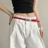 Cinturón Rojo de Alta Gama de Moda para Mujer, Estilo Coreano, Diseño Simple, Adecuado para Jeans y Vestidos, Cinturón Delgado de Cuero para Decoración de la Cintura