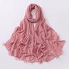 Nuevo chal de gasa de chifón de color sólido caliente transfronterizo, delgado, con flores huecas, monocromático, para protección solar, moda, pañuelo para la cabeza para mujer
