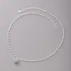 Colar de Contas Coração em Prata Esterlina 925 para Mulheres, Design Simples de Gotejamento de Óleo, Doce Elegante, Corrente de Clavícula em Forma de Coração de Pêssego N1203