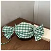 Estilo Bosque Niña Mariposa Dulce Cuadros Color Caramelo Personalidad Coreana Simple Salida Cuadros Nuevo Lazo Bolso Cruzado para Mujer