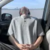Camisa Blanca y Gris con Cuello Henry de Manga Corta para Hombres y Mujeres, Camisa Estilo Americano con Hombro Derecho y Mangas Cortas