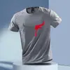Comercio Exterior Verano Secado Rápido Seda de Hielo Transpirable Casual Cuello Redondo Camiseta Estampada para Hombre Tops de Manga Corta para Exteriores Fitness Running