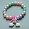 Pulseira de Princesa Desenho Animado Fofo para Meninas, Pulseira com Contas Doces Coloridas para Crianças