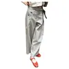 Calça casual única e estilosa com cinto, verão 2026, estilo old money, simples e com bom caimento, calça pantalona cinza claro