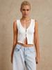 2026 Verano Estilo Europeo y Americano Sencillo Cuello en V Sin Mangas Ajustado Corto Poliéster Camiseta para Mujer Color Sólido Estilo Pulóver