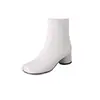 Botines de piel de vaca para mujer, botines individuales, otoño e invierno, nuevos, tacón grueso redondo, tacón medio, cremallera lateral, botines retro para mujer, botines