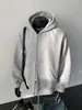 Sudadera cárdigan negra de peso pesado para hombre, nueva chaqueta con doble cremallera cleanfit otoño 2026, sudadera con capucha estilo americano