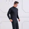 Traje de ropa interior para hombre de otoño e invierno, cuello redondo medio alto, para mediana edad y ancianos, delgado, cálido, ropa de otoño, pantalones largos, suéter